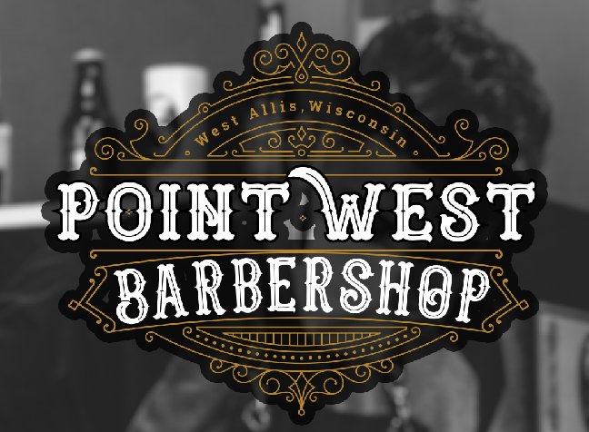Point West Barbershop vintage badge logo — West Allis, Wisconsin